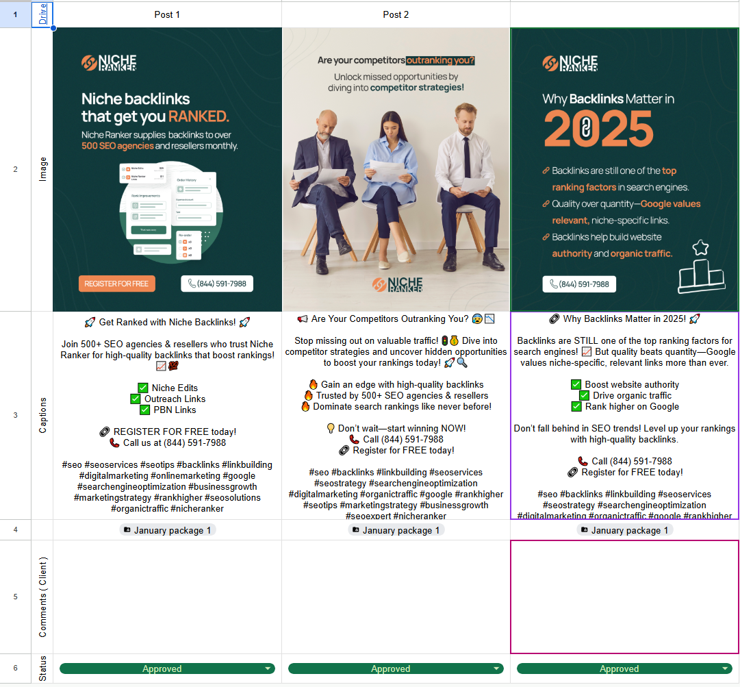 Social Media Management schedule preview
