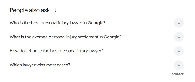 Google SERP showing People Also Ask