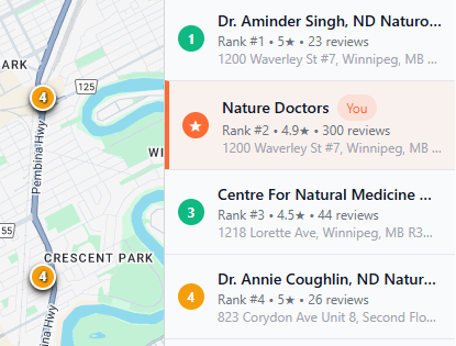 Organic Rankings Dashboard showing keyword position tracking and SERP features
